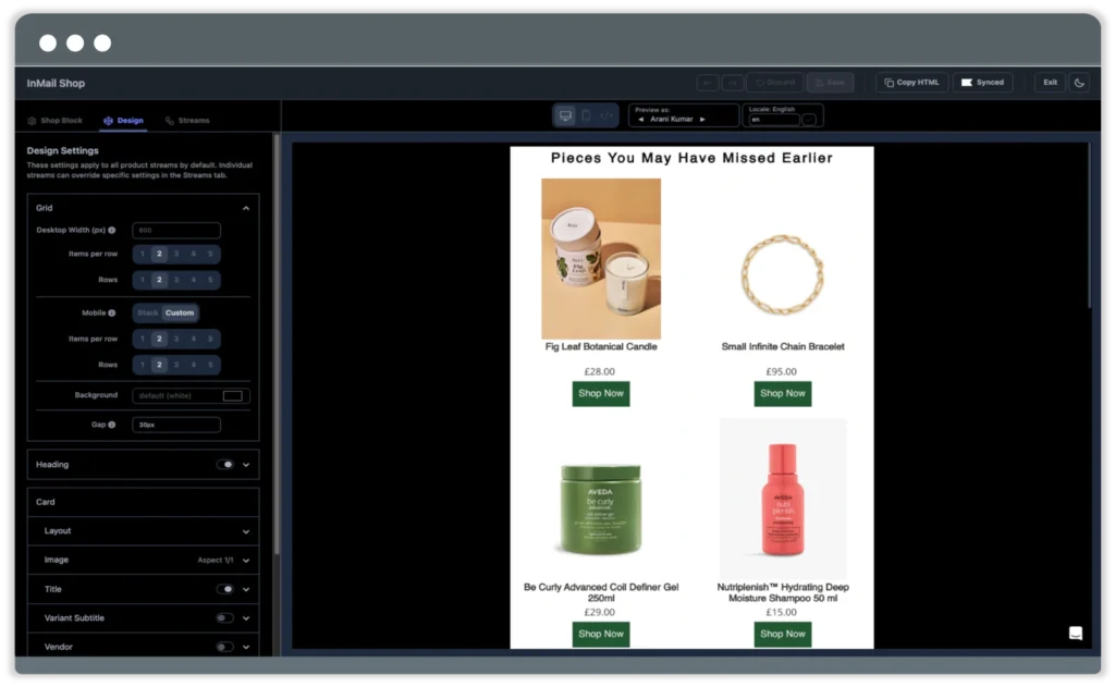 Pixel-perfect InMail Shop design