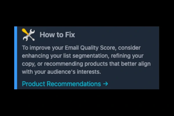 Actions - How to Fix Email Quality Score